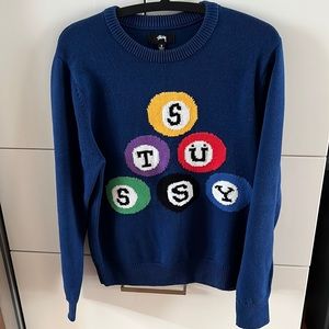 Stussy billiard sweater in Navy Small